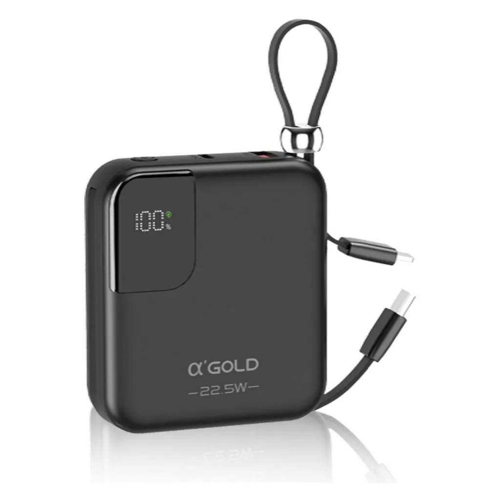 Power Bank Q'Gold 10000mAh PD 22,5W com Cabo Integrado