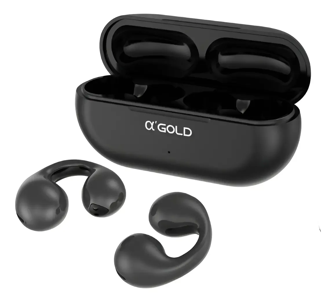 Fone de Ouvido Bluetooth a'Gold Pro Open Ear V5.3 Preto
